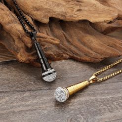 Collier Pendentif Microphone Rock