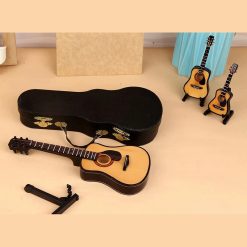 Details Guitare Miniature accoustique avec étui et Porte guitare - 3 tailles - 5 couleurs !