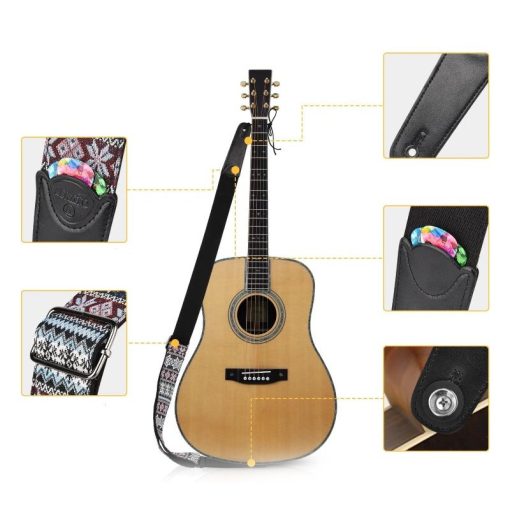 Détails complets de la Sangle de Guitare 'Nordic Echoes' – Set Complet avec Accessoires