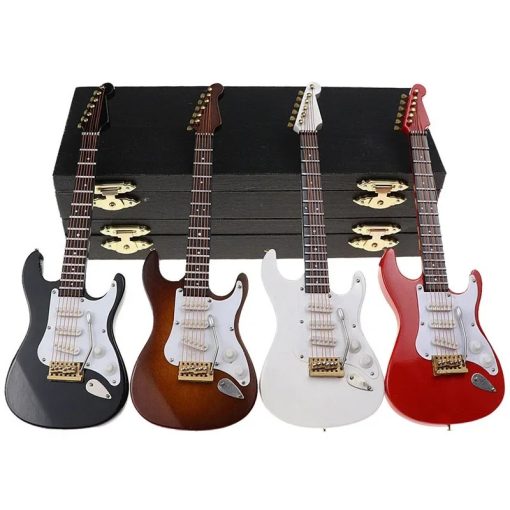 Détails de la Guitare Miniature électrique Rouge ou Noir avec Boîte de rangement 4 tailles au choix