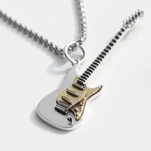 Détails du Pendentif Guitare Électrique Argent et Or