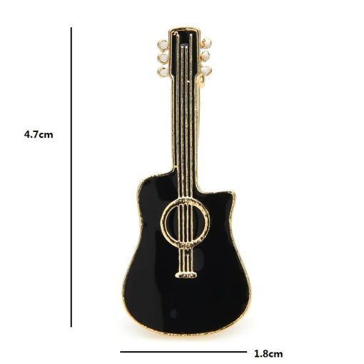 Dimensions Broche Émaillée Pins Guitare Classique Noir