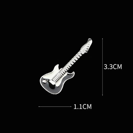 Dimensions Broche Émaillée Pins Guitare Électrique Noir et Blanc