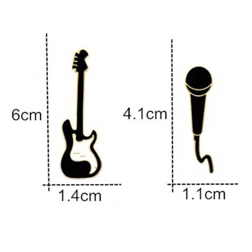 Dimensions Broche Émaillée Pins Guitare électrique et micro