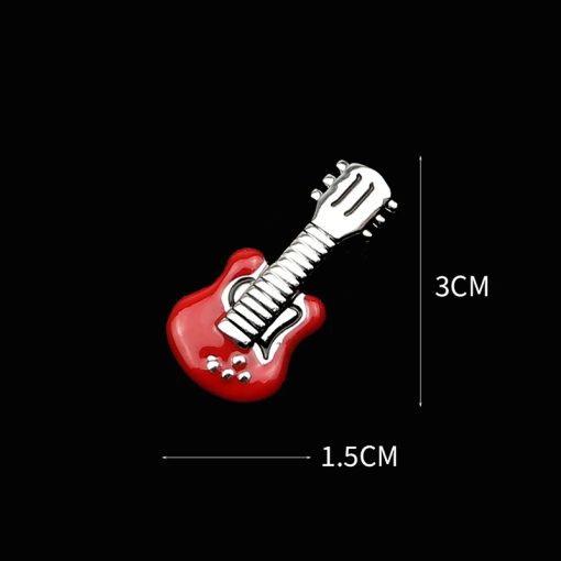 Dimensions Broche Émaillée Pins Petite Guitare Électrique - 2 couleurs au choix