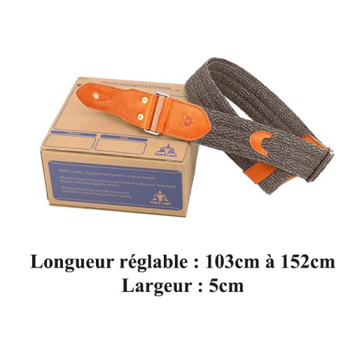 Dimensions de la Sangle pour Basses Tissu Texturé avec Cuir de Vachette