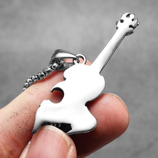 Face arrière du Pendentif Guitare Heavy Metal Rock Guitare avec Serpent