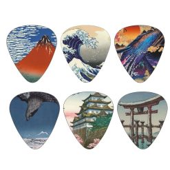 Lot de 12 Médiators Art Japonais - Hokusai et Mont Fuji