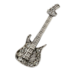 Magnifique Broche Émaillée Pins Guitare Électrique Certie de Strass