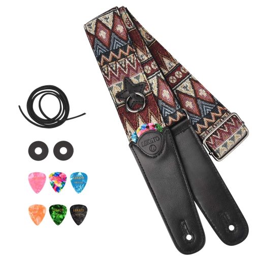 Magnifique Sangle de Guitare à Motif Jacquard 'Tribal Vibes' – Set Complet avec Accessoires