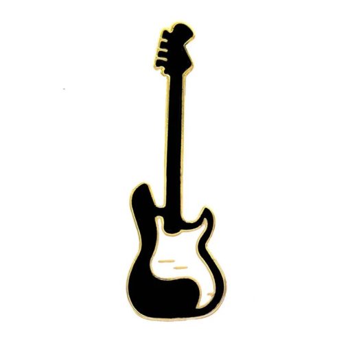 Broche Émaillée Pins Guitare électrique et micro - détails de la guitare