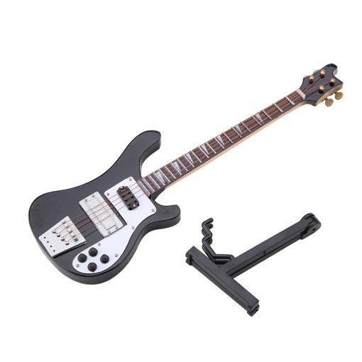 Guitare Miniature Basse électrique avec support guitare couleur Noir