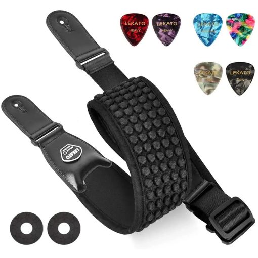 Sangle ergonomique pour guitare basse avec coussinnets 3D couleur noir