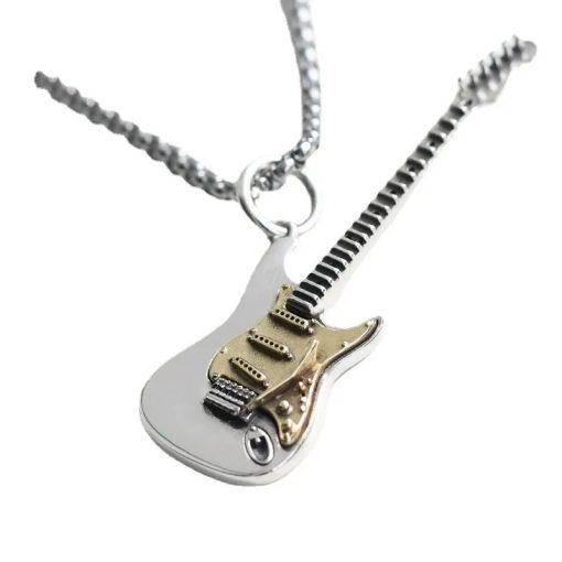 Pendentif Guitare Électrique Argent et Or