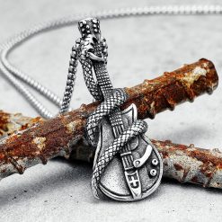 Magnifique Pendentif Guitare Heavy Metal Rock avec Guitare Enveloppée par un Serpent