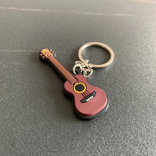 Rose - Porte-clés guitare classique en caoutchouc souple