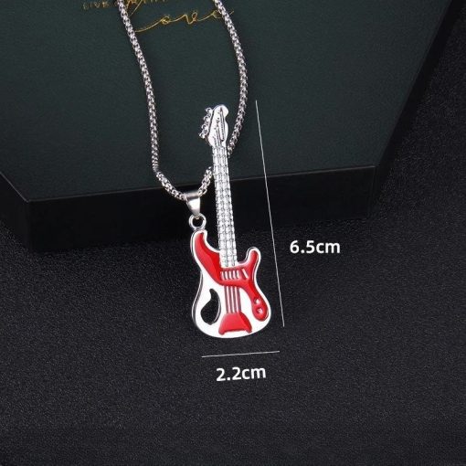 Rouge Pendentif Guitare Électrique Trio Coloré - Au choix !