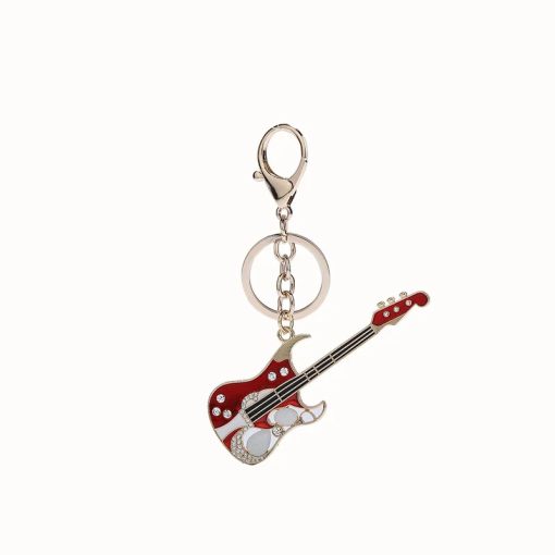 Porte-clés Guitare électrique Strass - 2 couleurs au choix - couleur rouge