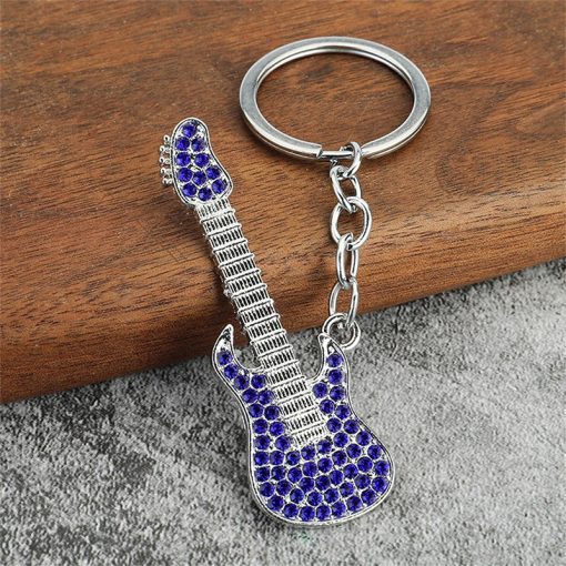 Porte-clés Guitare électrique Strass 6 couleurs au choix - couleur Violet