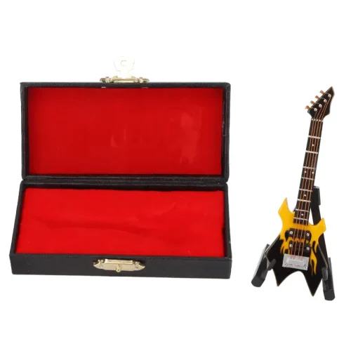 Vue de la Guitare Miniature Mini Guitare Electrique Hard Rock couleur Jaune