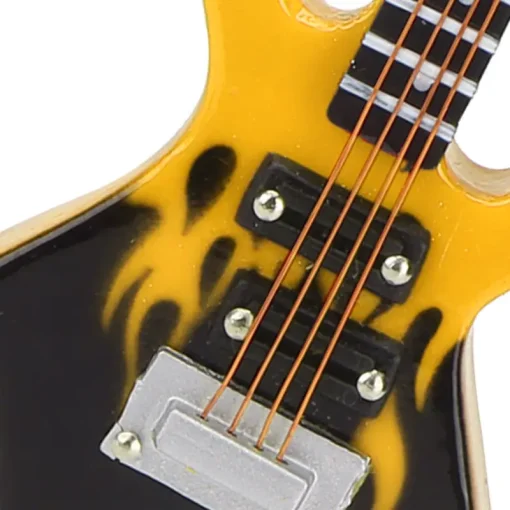 Vue détaillée de la Guitare Miniature Mini Guitare Electrique Hard Rock couleur Jaune