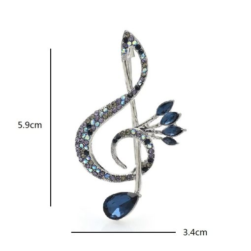 Dimensions Broche Clef de Sol Strass Bleus