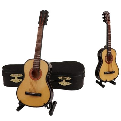 Vue Complète de la Guitare Miniature accoustique avec étui et Porte guitare - 3 tailles - 5 couleurs !