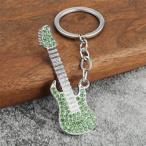 Porte-clés Guitare électrique Strass 6 couleurs au choix - couleur Vert