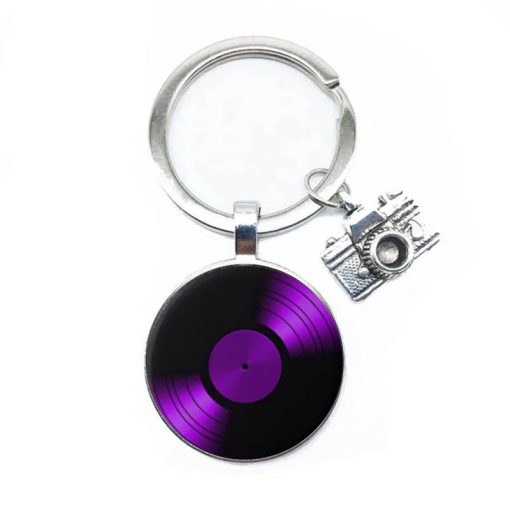 Porte-clés Rétro Vinyle Mélodie couleur violet