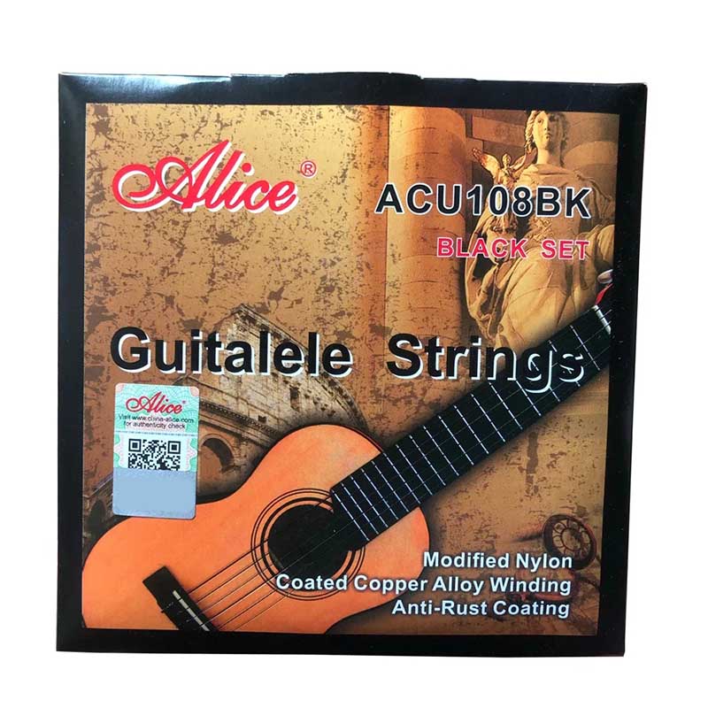 Cordes de Guitalélé -Jeu Complet en Noir Pour un Style Spécial, Nylon Modifié Atteint une Stabilité d'Accord Rapide