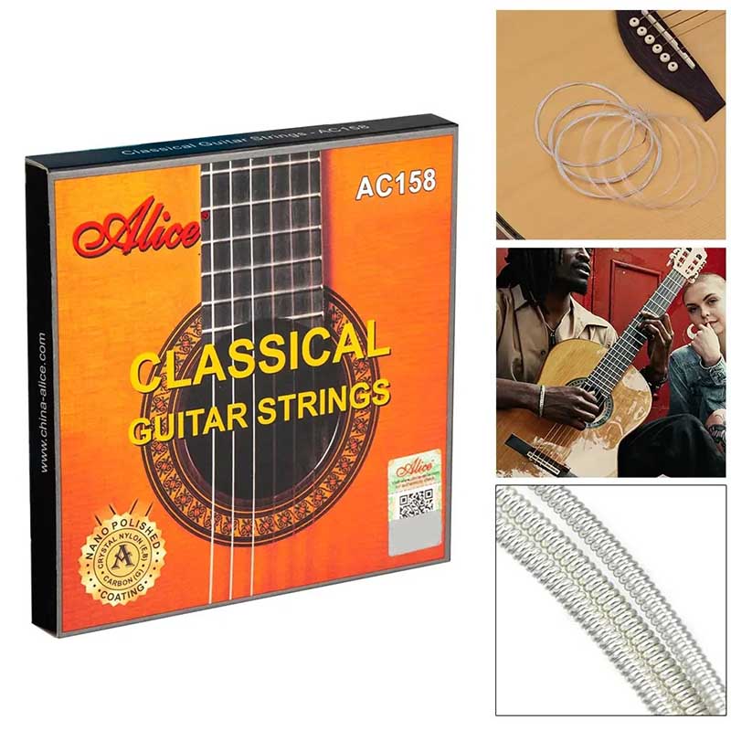Details Cordes Guitare Classique Cordes de Concert - Nylon Cristal & Aigus en Carbone au Son Plein et Équilibré, Confortable au Toucher