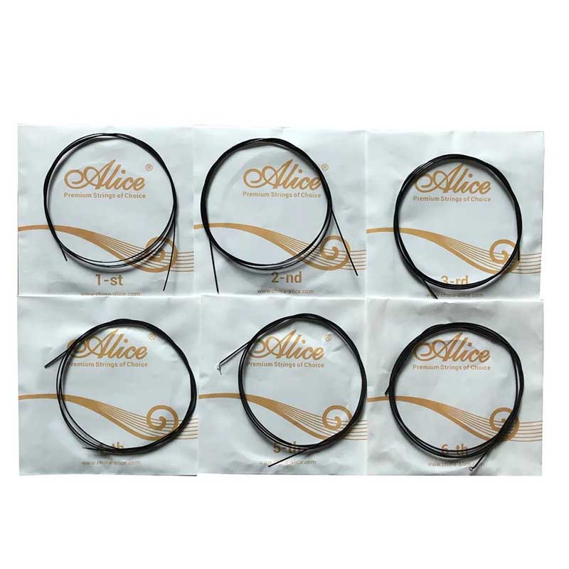 Vue détaillée Cordes de Guitalélé -Jeu Complet en Noir Pour un Style Spécial, Nylon Modifié Atteint une Stabilité d'Accord Rapide