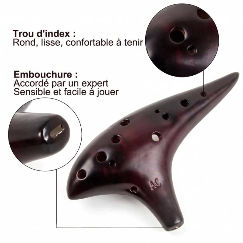 Détails Ocarina 12 Trous en Céramique Mélodie du Vent