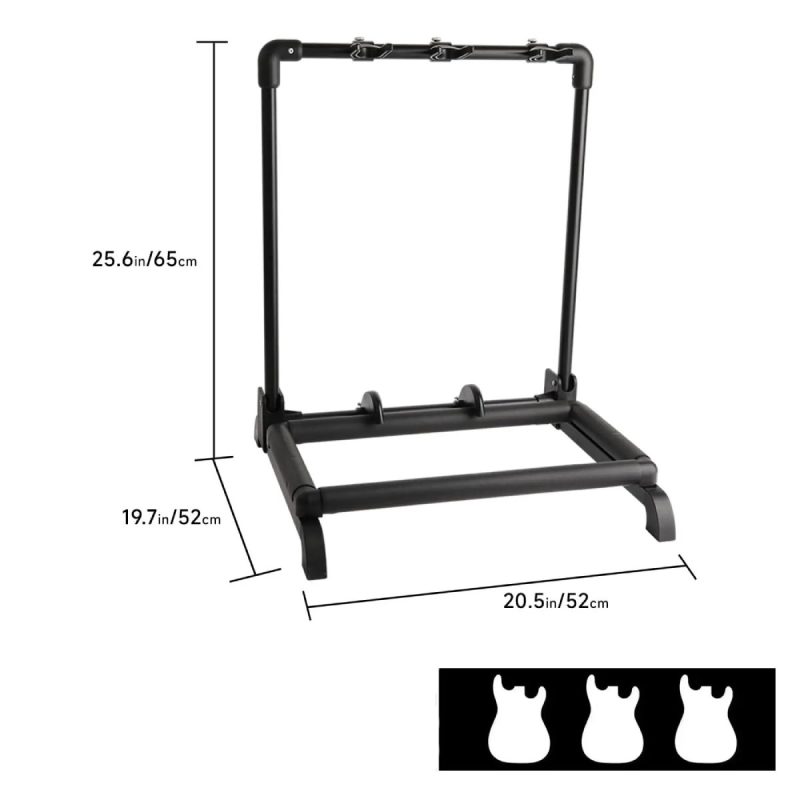 Dimensions du Support Multi-Guitares Pliable - 3 Instruments Électriques et Acoustiques