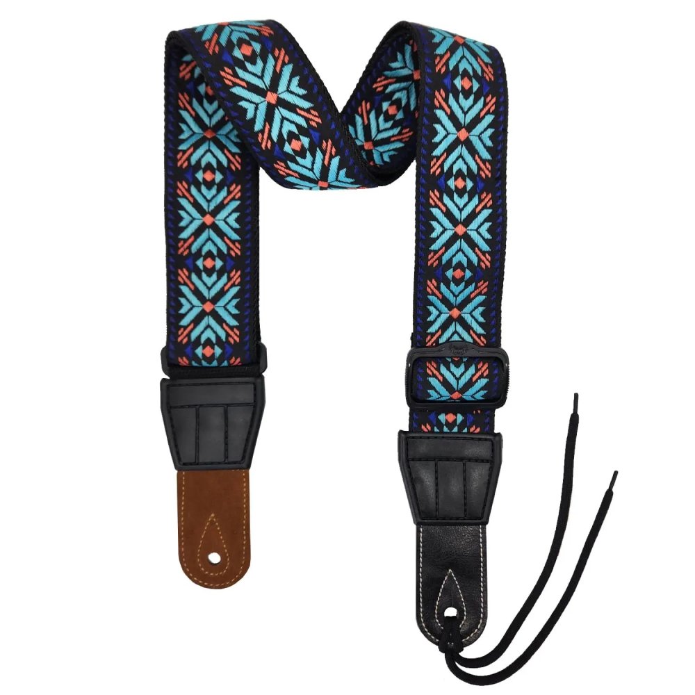 Magnifique Sangle Guitare Acoustique 'Fleurs de Minuit'