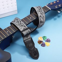 Magnifique Sangle Guitare Rock 'Paisley Noir Élégance'