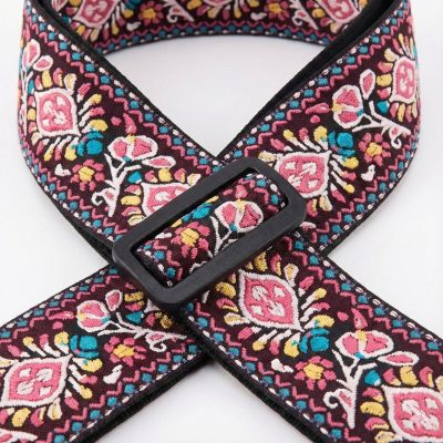 Magnifique Sangle de Guitare Vintage Rose Bohème.