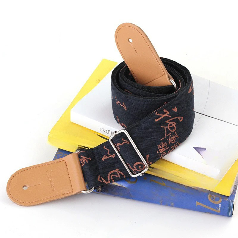 Sangle Guitare Classique en coton et lin 'Script Marin'