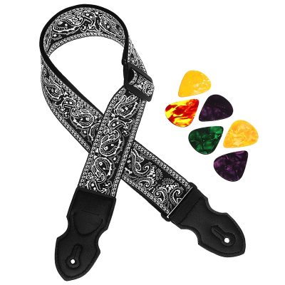 Sangle Guitare Rock 'Paisley Noir Élégance'