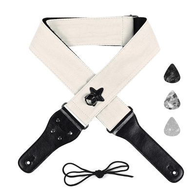 Sangle Guitare en coton avec anneau de suspension Étoile Couleur Rose Pale