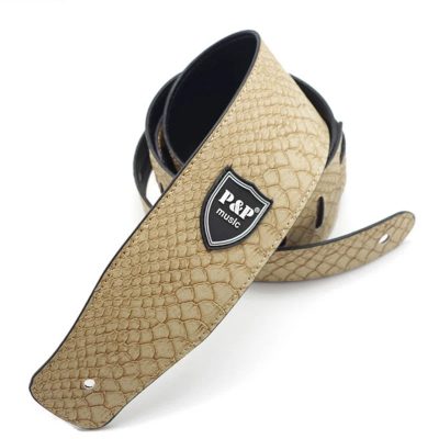 Sangle de guitare en cuir PU Reptile Classique Couleur Beige