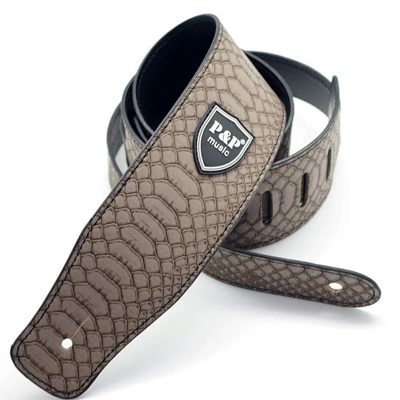 Sangle de guitare en cuir PU Reptile Classique Couleur Marron