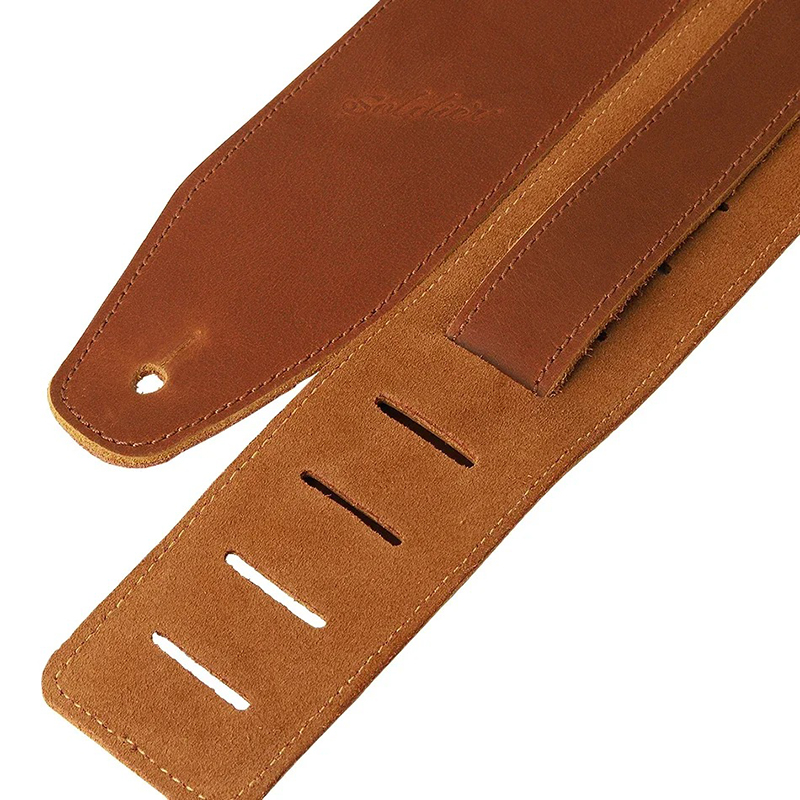 Vue de face Sangle de Guitareen Cuir pleine Fleur Élégance Classique