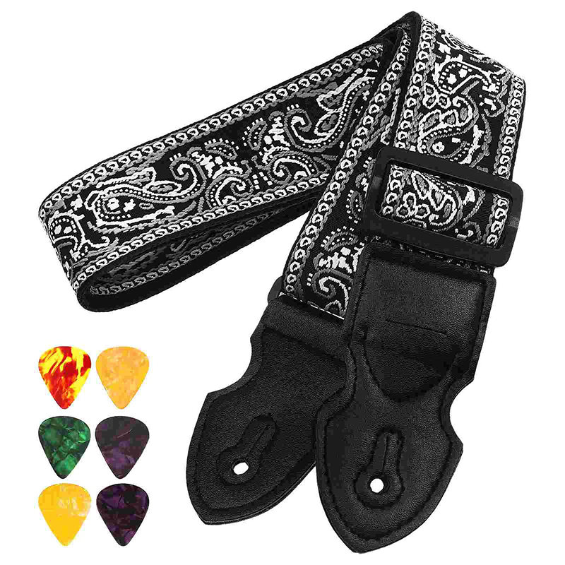 Vue générale Sangle Guitare Rock 'Paisley Noir Élégance'