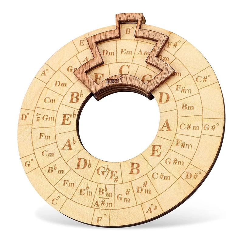 Cercle des Quintes en Bois – Outil de Transposition et d'Harmonie Musicale pour Guitaristes et Compositeurs Modele 2