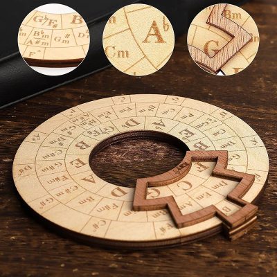 Details Cercle des Quintes en Bois – Outil de Transposition et d'Harmonie Musicale pour Guitaristes et Compositeurs Modele