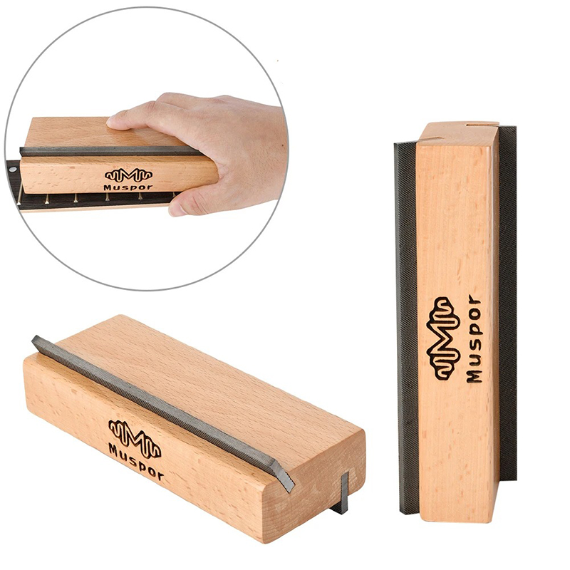 Details Outil Lime de Luthier 2-en-1 pour Guitare – Bloc en Bois avec Angles 35° et 90° pour Polissage et Entretien des Frettes