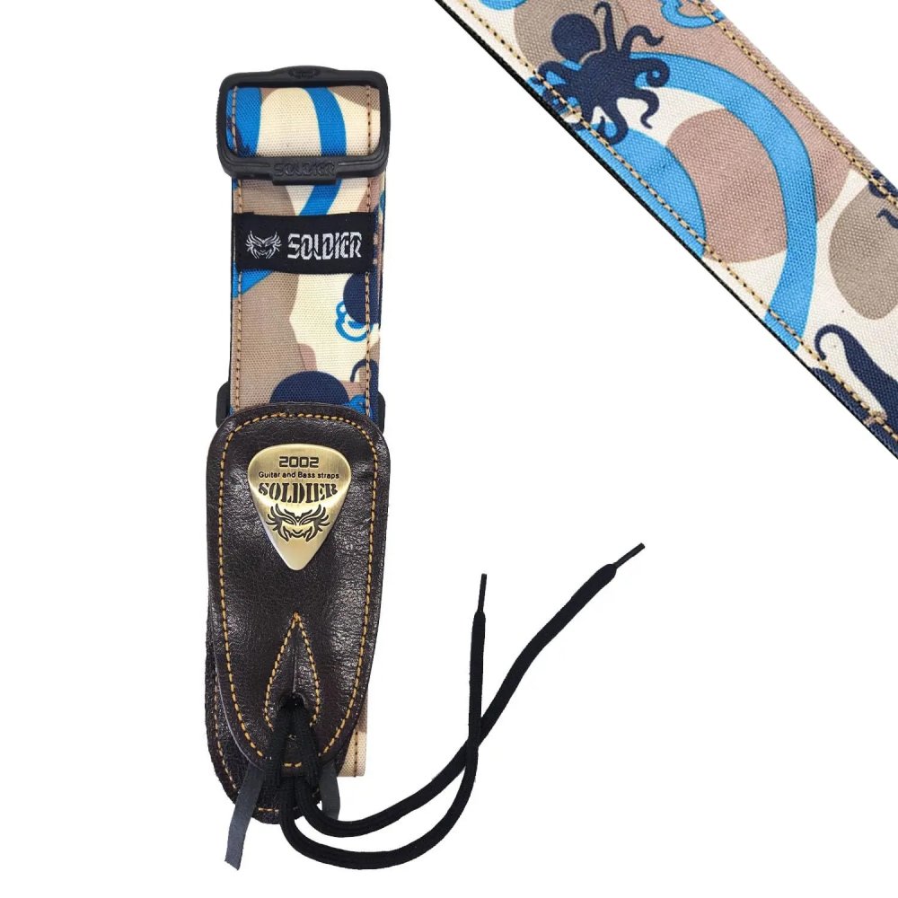 Détails complets de la Sangle Guitare Tactique Vortex Bleu