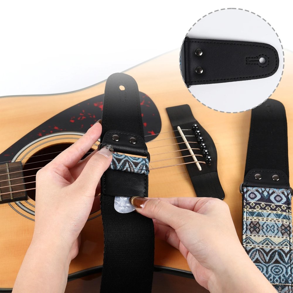 Détails complets de la Sangle Guitare Vintage 'Géométrie Froide'