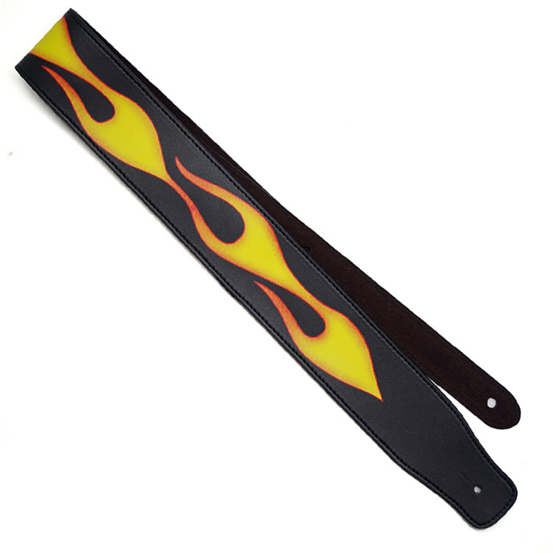 Détails de la Sangle Guitare Flammes Lames de Feu